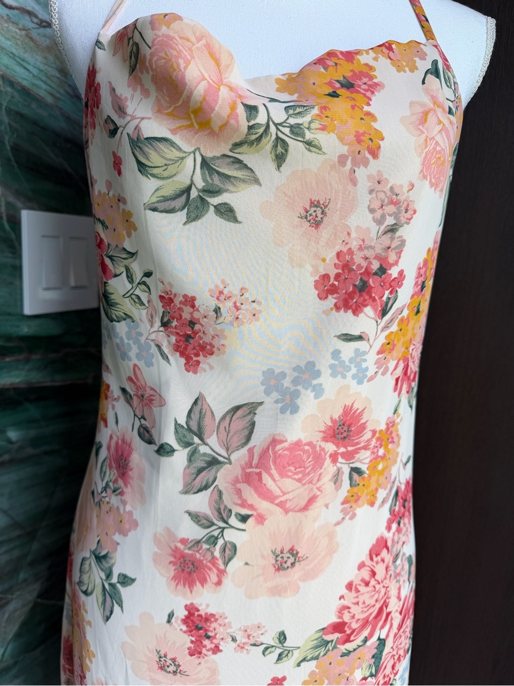Lulu's Blush Floral Cowl Midi Dress - Picture 8 of 11